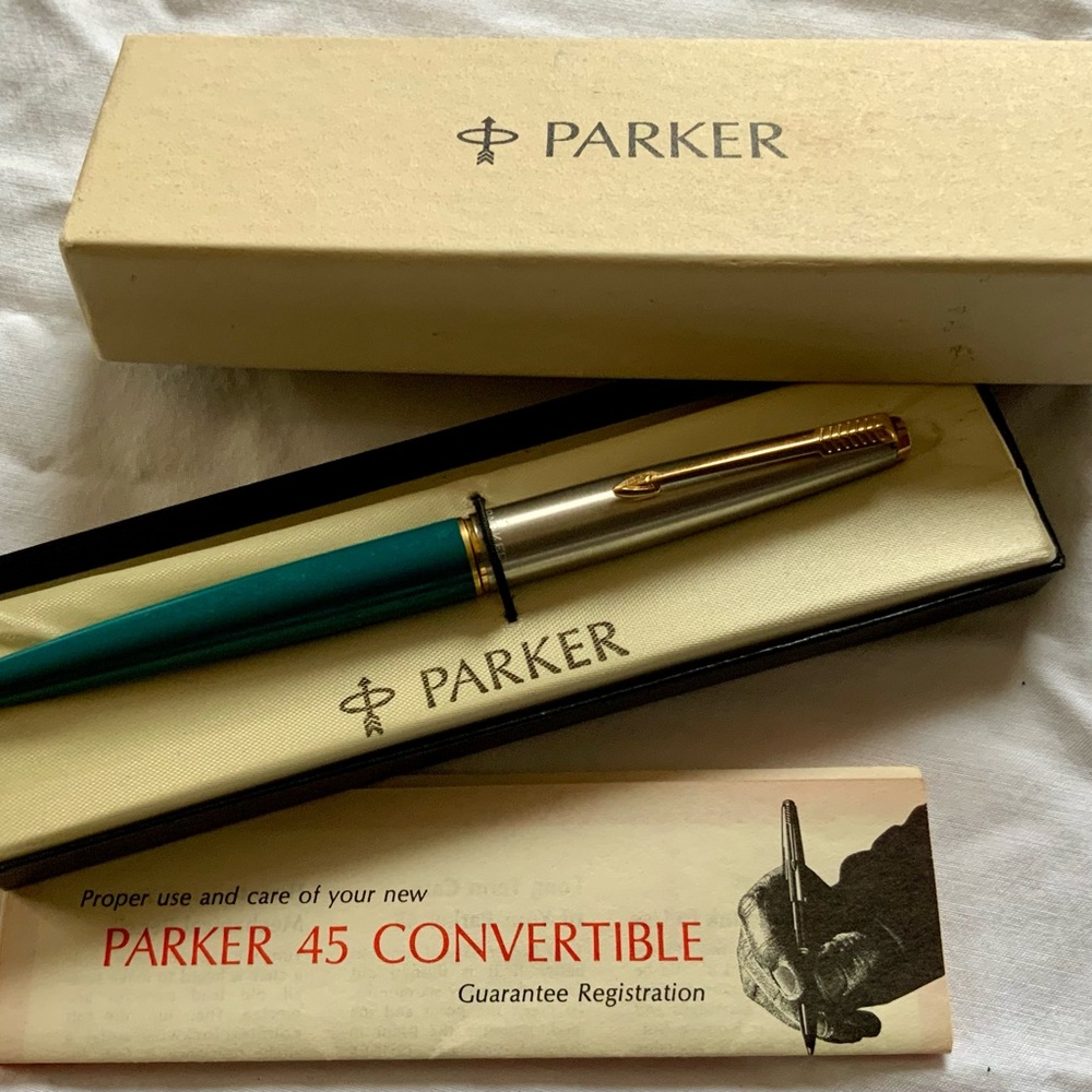 Vintage Parker Pen 45 convertible pen in original case with original paperwork